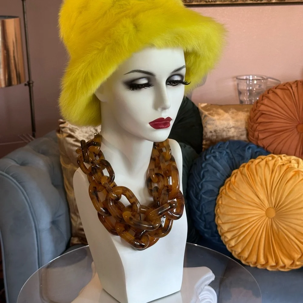Eila Hat in Toscana shearling by Onar Studios Greece. Neon 90’s Bucket Hat - Picture 7 of 8